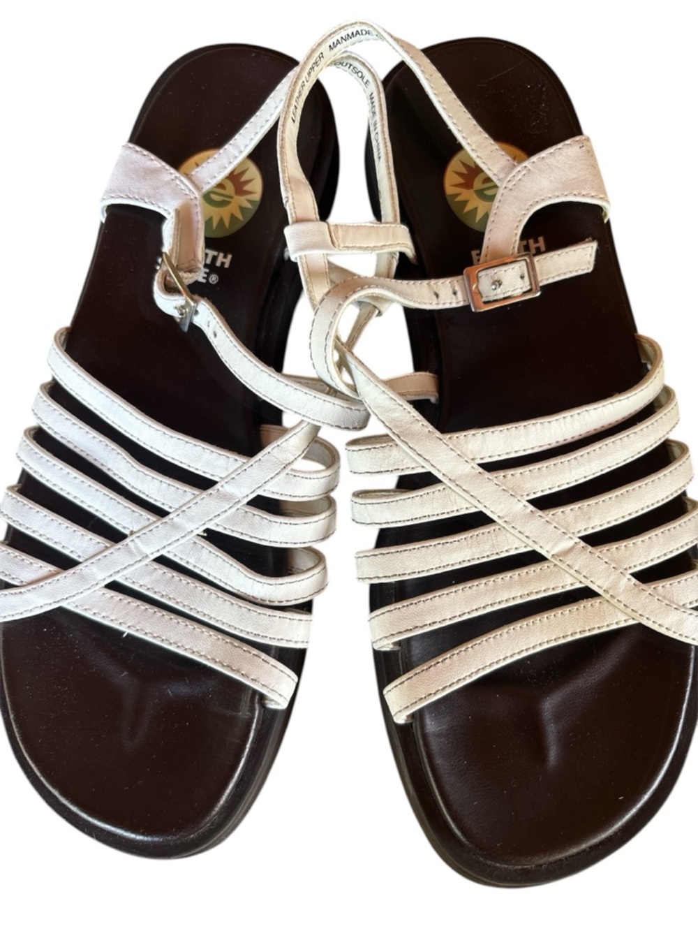 Earth White Multi-Strap Women's Sandals with Buckle